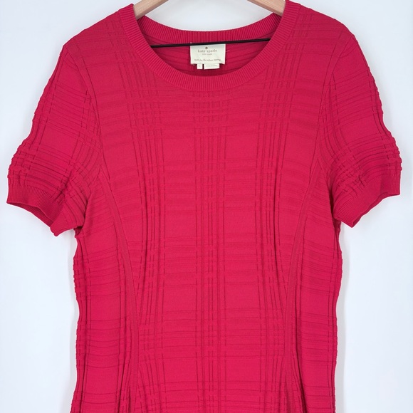 Kate Spade New York Red Knit Textured Fit & Flare Midi Dress - Picture 8 of 11